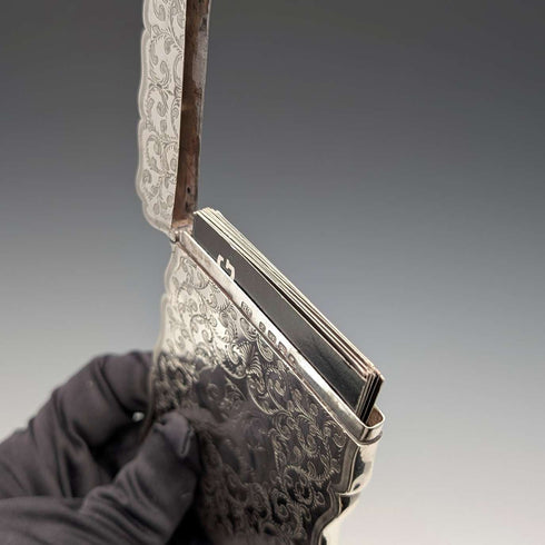 1874 British antique sterling silver card case 64g Robert Thornton