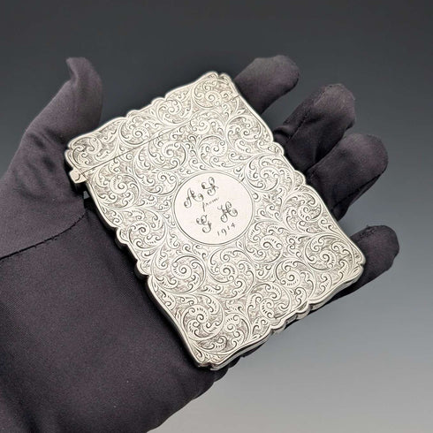 1896年 英国アンティーク 純銀製 カードケース 56g Frederick Marson