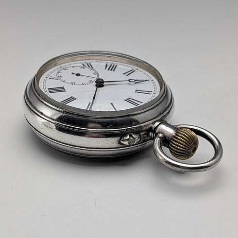 スイス アンティーク 無銘 両面クロノグラフ 懐中時計 800シルバーケース 動作良好