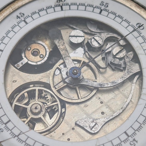 スイス アンティーク 無銘 両面クロノグラフ 懐中時計 800シルバーケース 動作良好