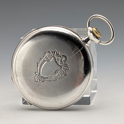 1915年頃 アンティーク オメガ 懐中時計 銀側薄型オープンフェース 動作良好