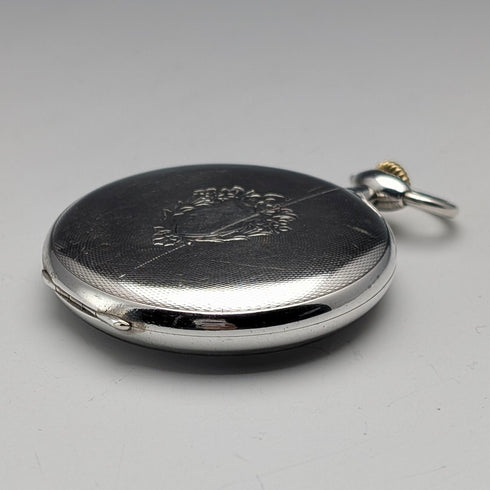 1915年頃 アンティーク オメガ 懐中時計 銀側薄型オープンフェース 動作良好