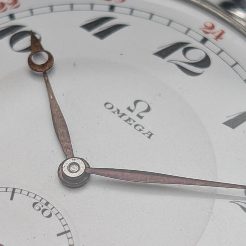 1915年頃 アンティーク オメガ 懐中時計 銀側薄型オープンフェース 動作良好