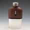 Vintage British leather and silver plate glass flask James Dixon & Sons