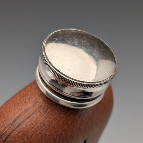 Vintage British leather and silver plate glass flask James Dixon & Sons