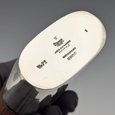 Vintage British leather and silver plate glass flask James Dixon & Sons