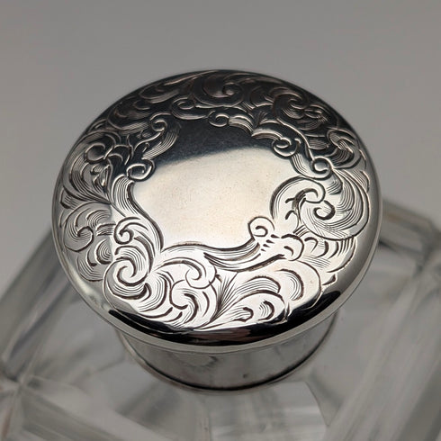 1867 British antique silver-capped glass bottles, set of three, James Vickery