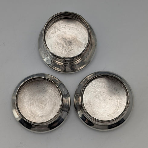 1867 British antique silver-capped glass bottles, set of three, James Vickery