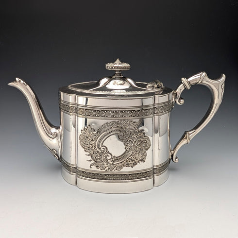 約 1900 年英國古董鍍銀鼓形茶壺 James Dixon&Son