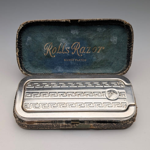 Circa 1927 British Vintage Silver Plated Razor Kit with Case Rolls Razor