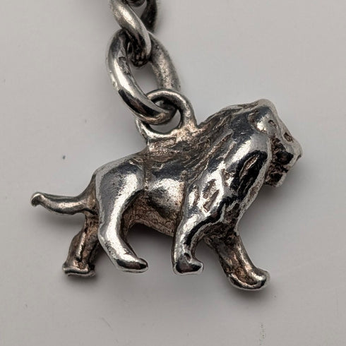 約 1900 年英國古董純銀阿爾伯特鏈 42 克純銀獅子 Passant 鑰匙扣