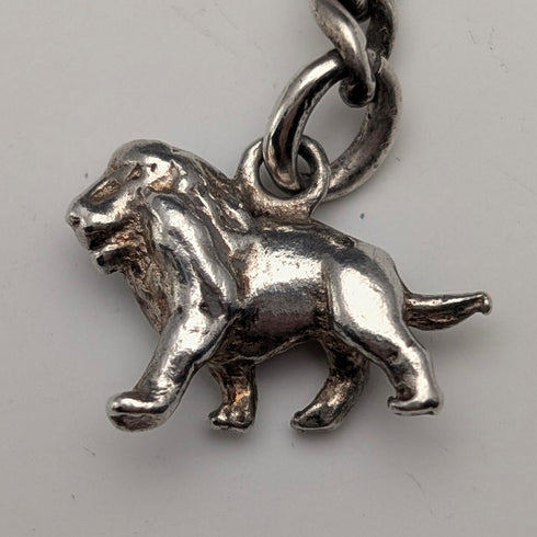 約 1900 年英國古董純銀阿爾伯特鏈 42 克純銀獅子 Passant 鑰匙扣