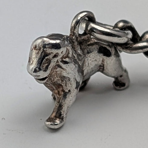 約 1900 年英國古董純銀阿爾伯特鏈 42 克純銀獅子 Passant 鑰匙扣