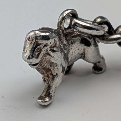 Circa 1900 British antique sterling silver Albert chain, 42g, sterling silver lion passant fob