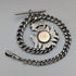 Circa 1900 British antique sterling silver Albert chain, 56g sterling silver medal fob