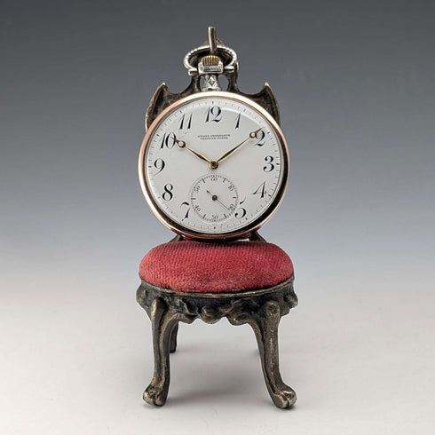 1920年代 真鍮製 椅子型 懐中時計ホルダー レッドシート
