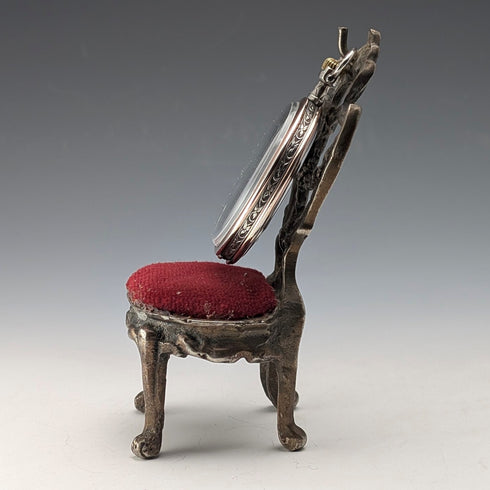 1920 年代黃銅椅懷錶架深紅色座椅