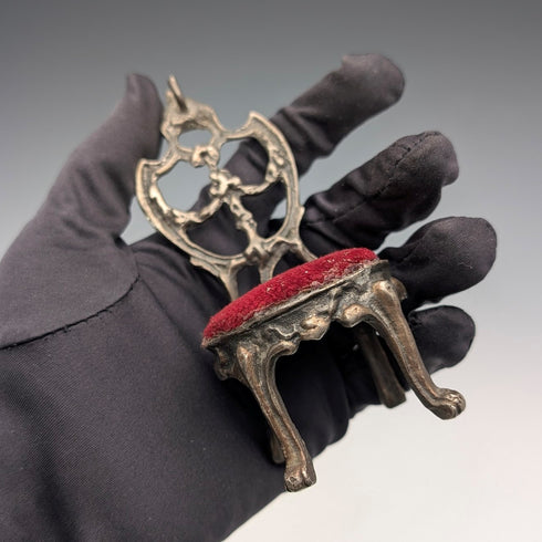 1920 年代黃銅椅懷錶架深紅色座椅