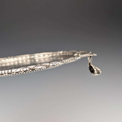 1893 British antique sterling silver Salva card tray diameter 23cm 413g Charles Boyton