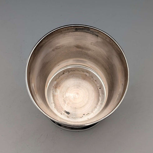French vintage bird decoration silver plate beaker cup