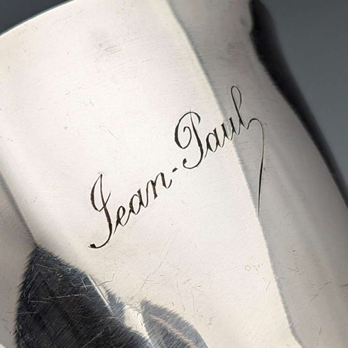 French vintage bird decoration silver plate beaker cup