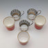 1929 British vintage porcelain cups in sterling silver holders, set of 3, Walker & Hall, AYNSLEY