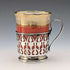 1929 British vintage porcelain cups in sterling silver holders, set of 3, Walker & Hall, AYNSLEY