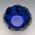 1856 British antique sterling silver earring decorated bowl, 165g, cobalt glass liner, AB Savory & Sons