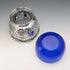 1856 British antique sterling silver earring decorated bowl, 165g, cobalt glass liner, AB Savory & Sons
