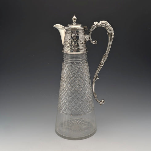 英国アンティーク カットガラス&シルバープレート製 ウォータージャグ