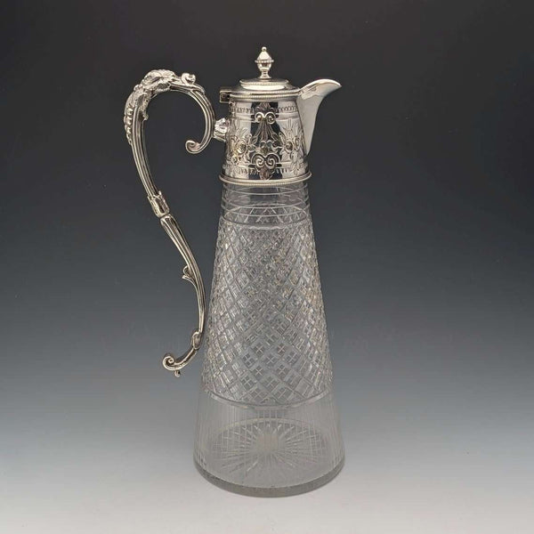 Antique British cut glass and silver plate water jug