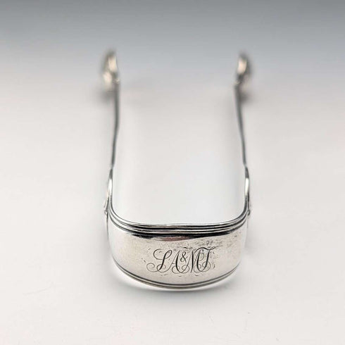 1844 British antique sterling silver sugar tongs 60g Chawner & Co.