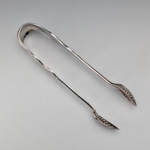 1853 年英國古董鍍銀糖鉗埃爾金頓