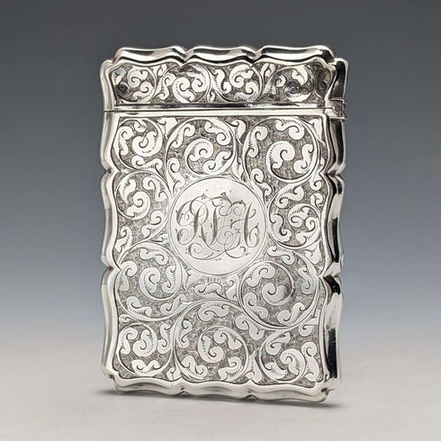 1895 British antique sterling silver card case 48g Colen Hewer Cheshire