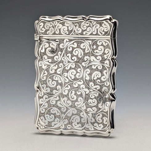 1895 British antique sterling silver card case 48g Colen Hewer Cheshire
