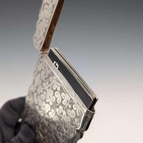 1895 British antique sterling silver card case 48g Colen Hewer Cheshire