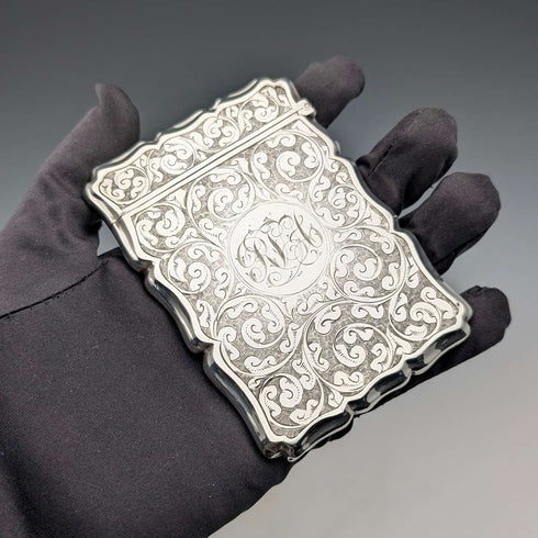 1895 British antique sterling silver card case 48g Colen Hewer Cheshire