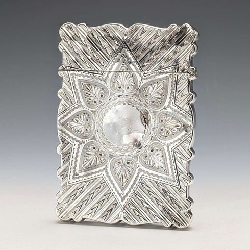 1876 British antique sterling silver card case 60g Colen Hewer Cheshire