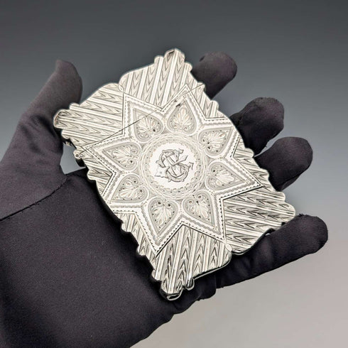 1876 British antique sterling silver card case 60g Colen Hewer Cheshire