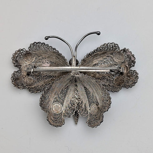 ヴィンテージ ポルトガル製 フィリグリー バタフライ シルバーブローチ