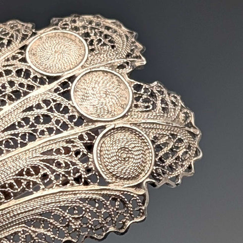 Vintage Portuguese filigree butterfly silver brooch