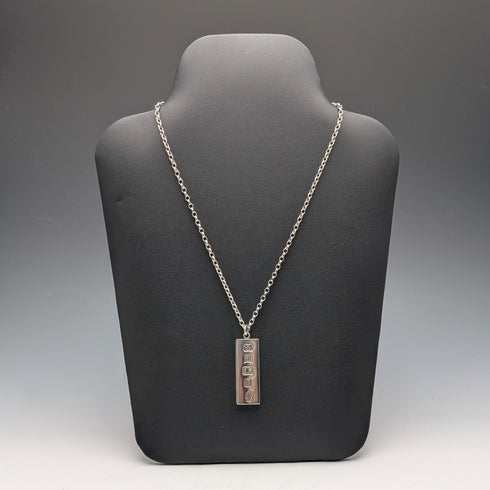 1977年 英国 純銀製 ジュビリーインゴットペンダント&純銀製チェーン 計40g Troika Designs