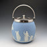 Antique British Wedgwood Biscuit Barrel Jasperware Pale Blue