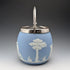 Antique British Wedgwood Biscuit Barrel Jasperware Pale Blue