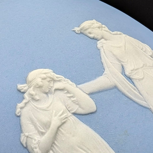 Antique British Wedgwood Biscuit Barrel Jasperware Pale Blue