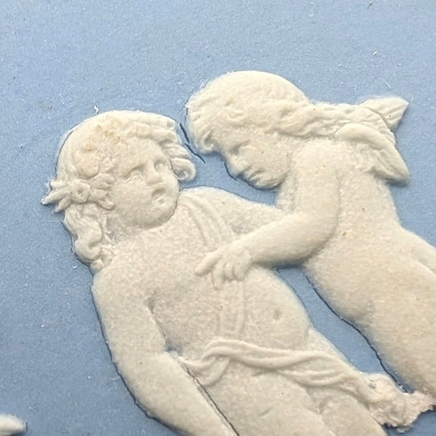 Antique British Wedgwood Biscuit Barrel Jasperware Pale Blue