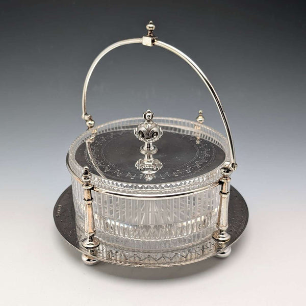 Antique British silver plate and cut glass butter dish