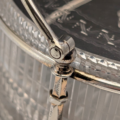 英国アンティーク シルバープレート&カットガラスインナー バターディッシュ