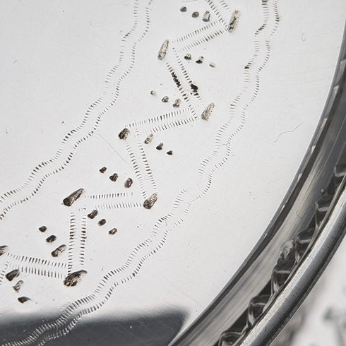 英国アンティーク シルバープレート&カットガラスインナー バターディッシュ