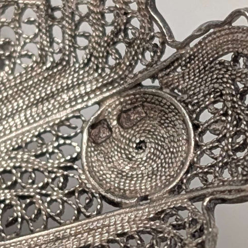 Vintage Portuguese filigree butterfly silver brooch